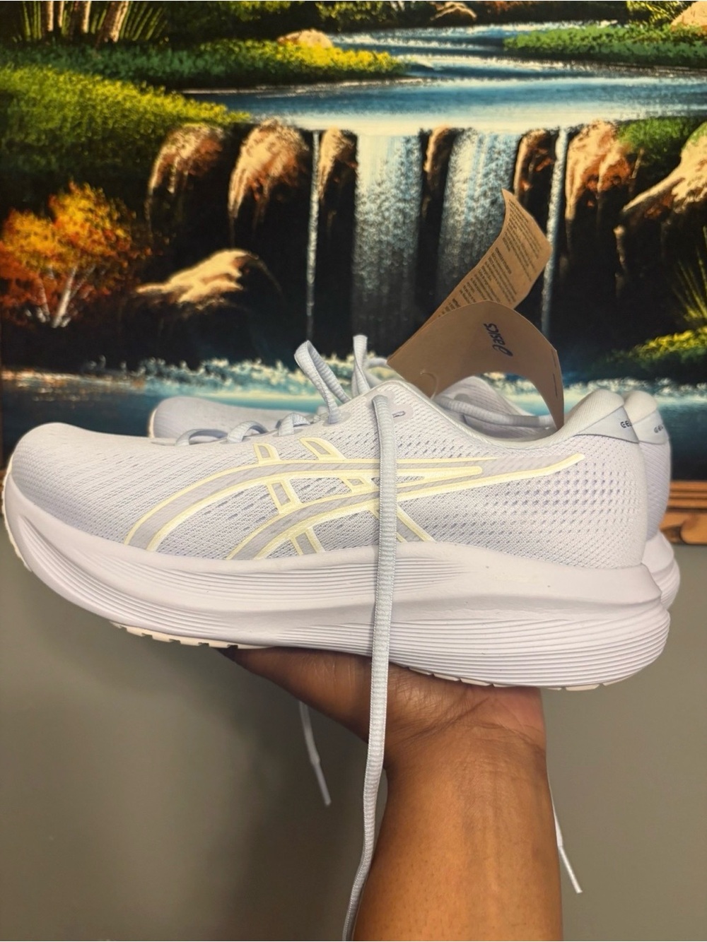 ASICS White Athletic Running Shoes with Cream Logo Accents